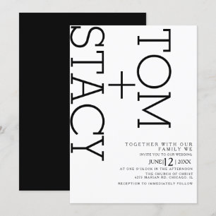 Simple Black White Typography Ultra Bold Wedding Invitation