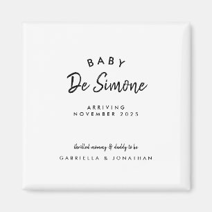 Simple Black White Typogrpahy Pregnancy Magnet