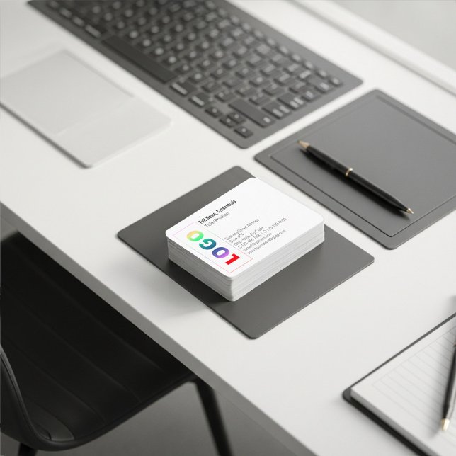 Simple Black, White Vertical Logo Business Card (Creator Uploaded)