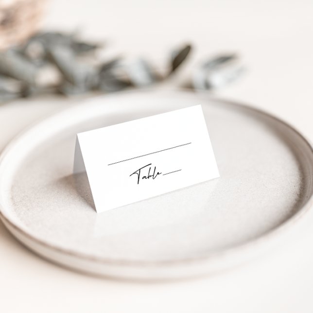 Simple Black & White Wedding Folded Place Card (Creator Uploaded)