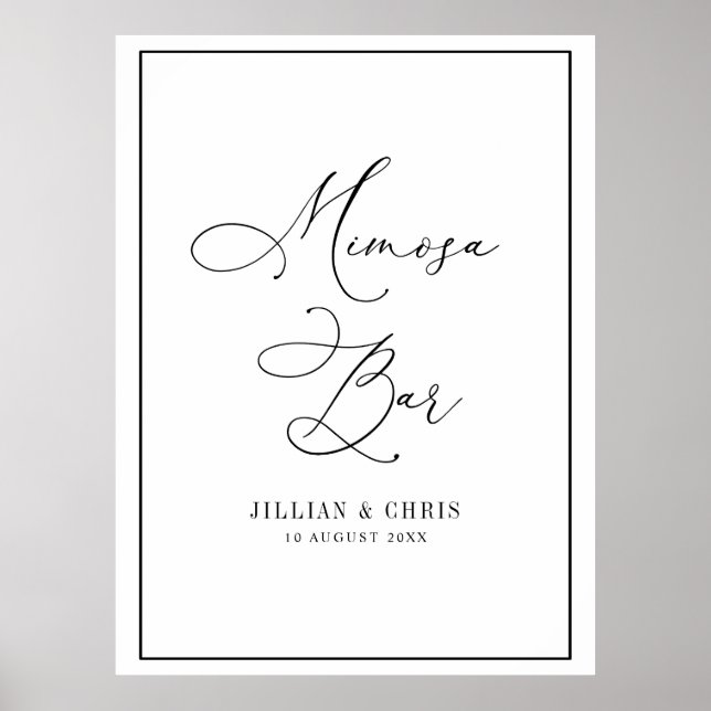 simple black & white wedding mimosa bar sign (Front)