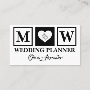 Simple Black & White Wedding Planner Business Card