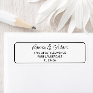 Simple Black & White Wedding Return Address Label