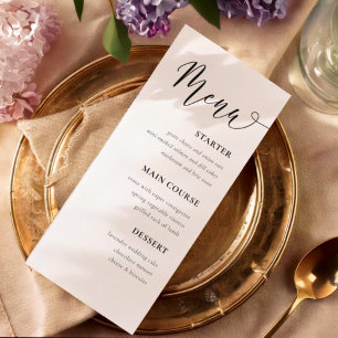 Simple Black & White Wedding Table Menu