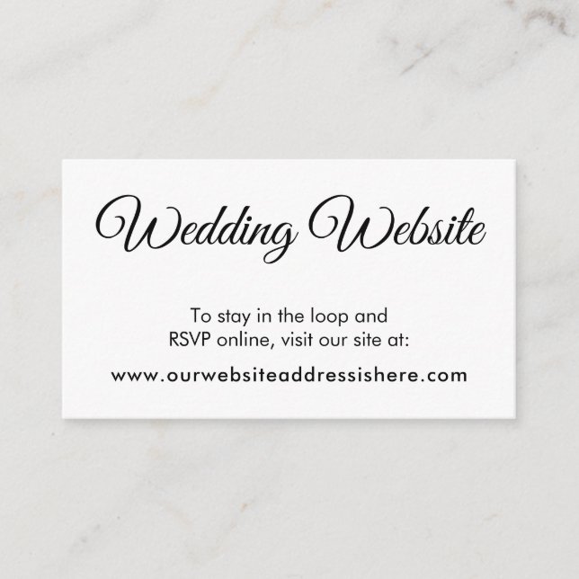 Simple Black White Wedding Website Enclosure Cards (Front)