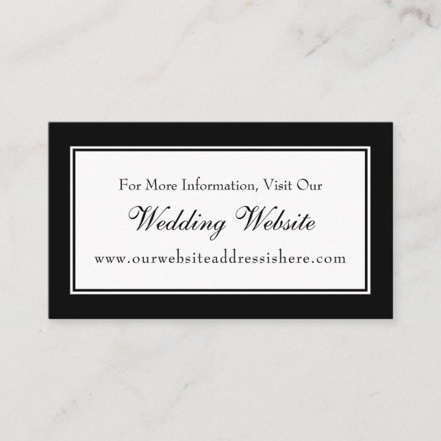 Simple Black & White Wedding Website Insert Cards (Front)