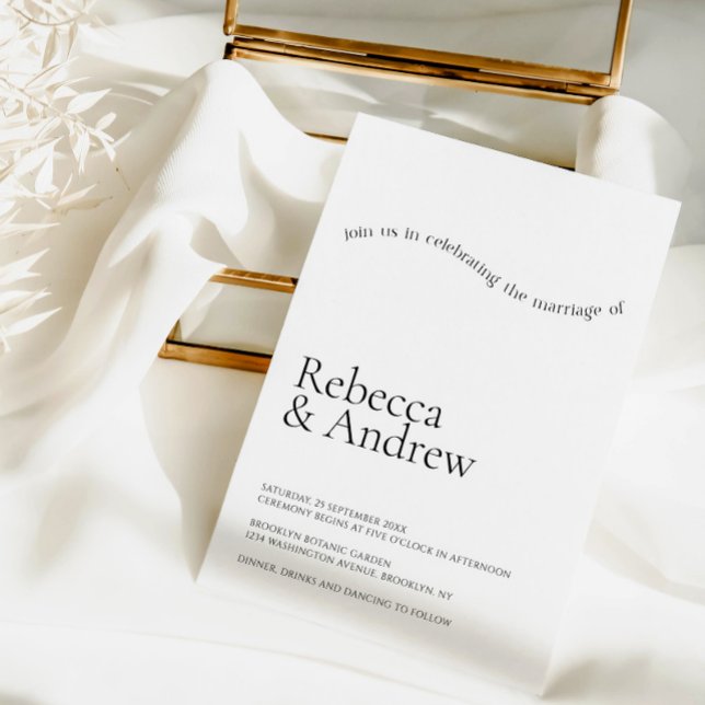 Simple Black & White Whimsical Typography Wedding Invitation (Creator Uploaded)