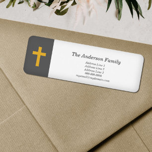 Simple, Black with a Gold Cross Return Address