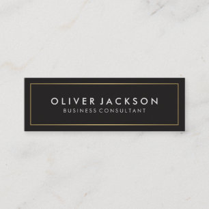 Simple Black with Gold Border Mini Business Card