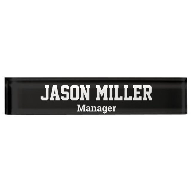 Simple Black with White Lettering Nameplate (Front)
