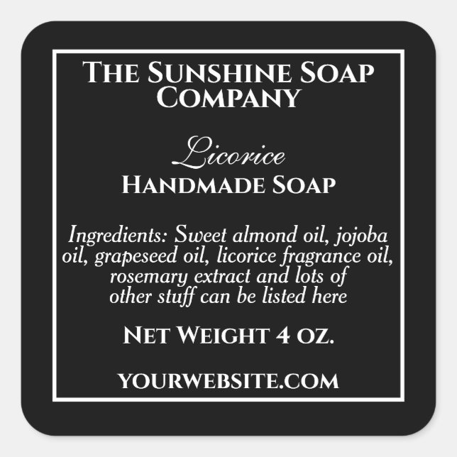 Simple black with white text cosmetics label (Front)