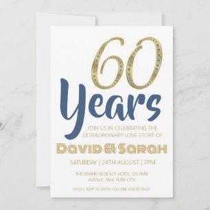 simple blanc 60e anniversaire mariage invitations