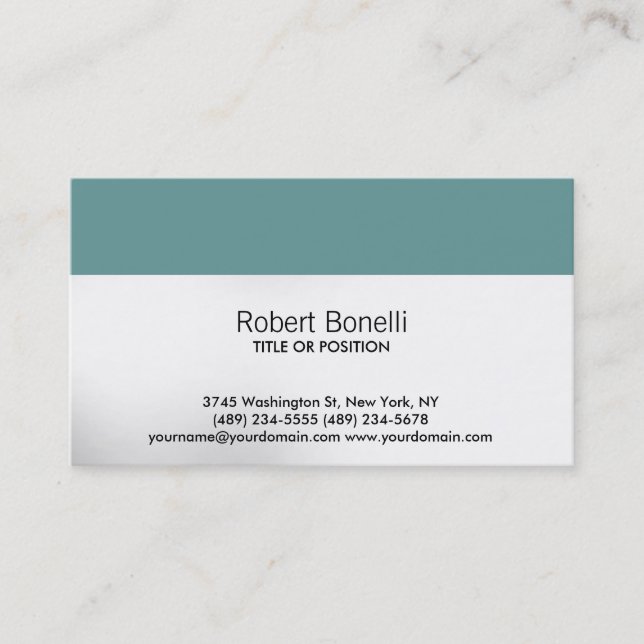 Simple Blanc Gris Bleu Plat Carte de visite modern (Devant)