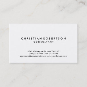 Simple Blanc Plaine moderne Carte de visite consul
