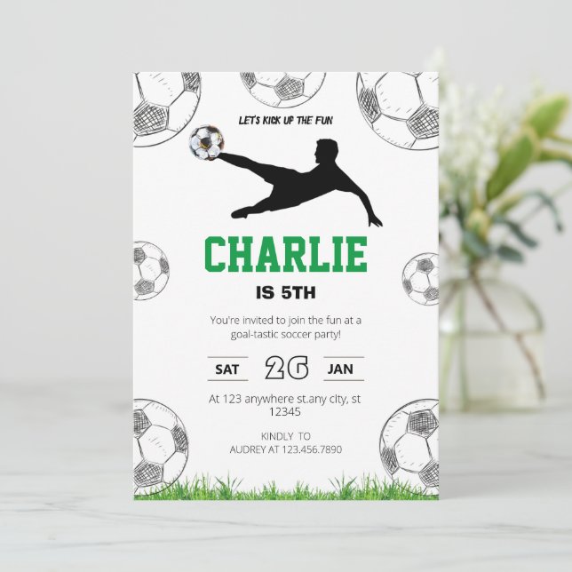 Simple Blancs Football Invitation Anniversaire (Debout devant)