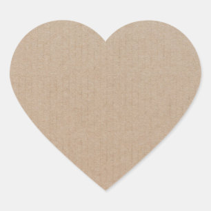 Simple Blank Heart Shaped Brown Kraft Heart Sticker