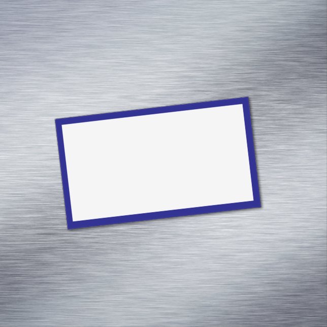 Simple Blank White and Navy Blue Border Magnetic Business Card (In Situ)