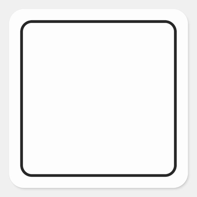 Simple Blank White with Black Border Square Sticker (Front)