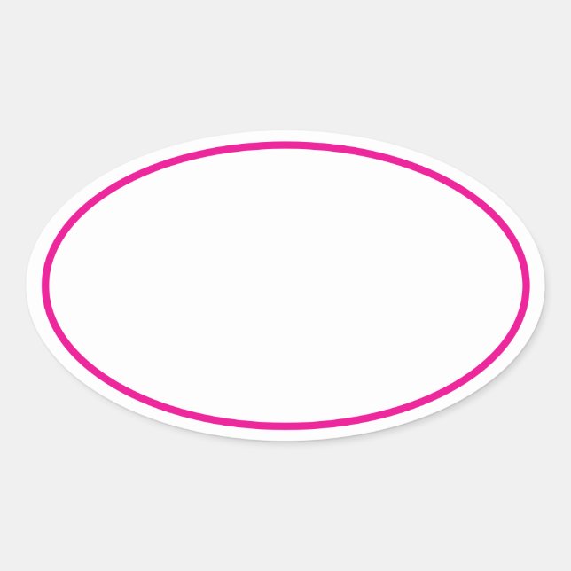 Simple Blank White with Hot Pink Border Oval Sticker (Front)