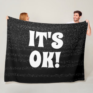 Simple blck white typography modern personalized fleece blanket