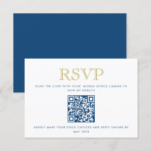 Simple, Bleu Gold QR Code carte de réponse