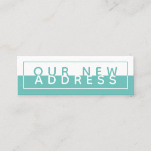 Simple Block Colour Modern Reflection New Address Mini Business Card