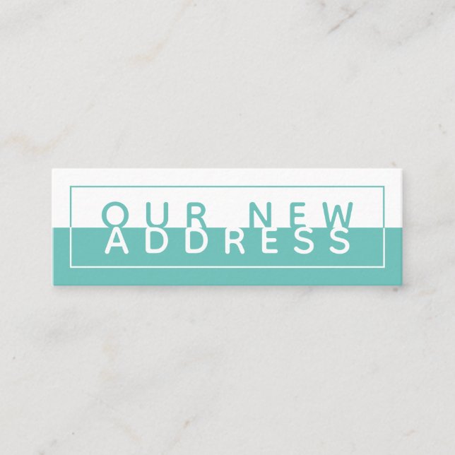 Simple Block Colour Modern Reflection New Address Mini Business Card (Front)