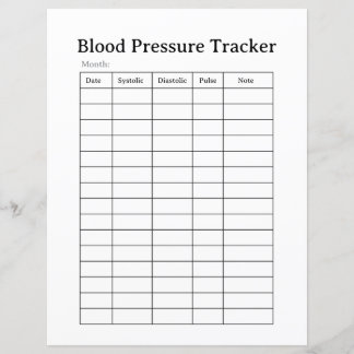 Simple Blood Pressure Tracker Sheet