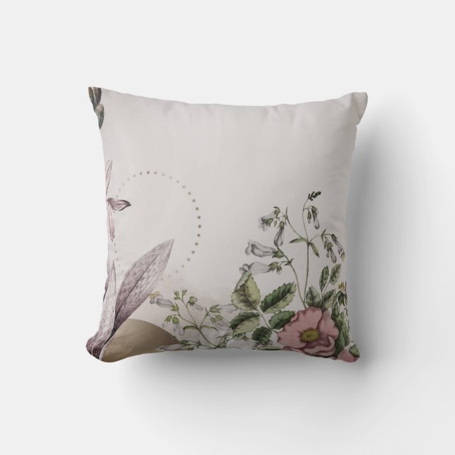 Simple Blooming Flowers | Light Grey Throw Pillow (Front)