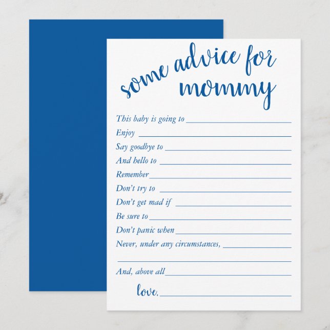 Simple Blue Advice | Cerulean Keepsake Card (Front/Back)