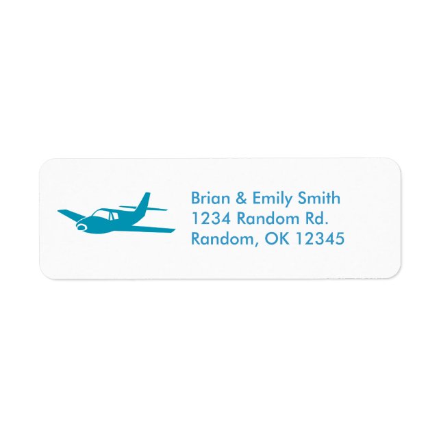 Simple blue airplane return address labels (Front)