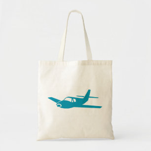 Simple blue airplane reusable grocery bag