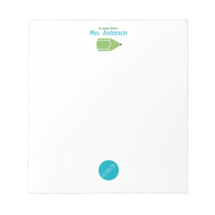 Simple Blue and Green Crayon Kindergarden Teacher Notepad