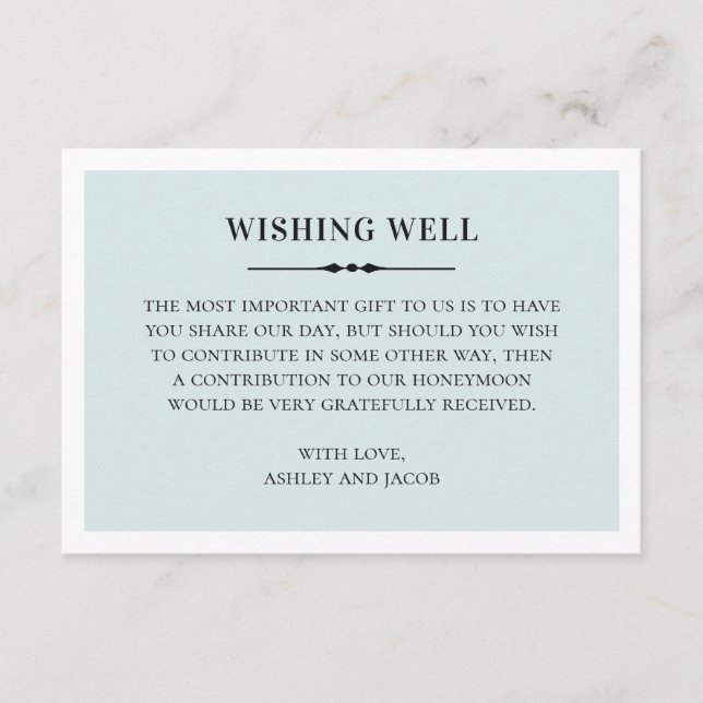 Simple blue and grey wishing well. Classic wedding Enclosure Card (Front)