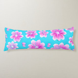 Simple Blue and Pink Flower Pattern  Body Pillow