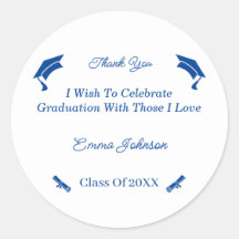 Simple Blue And White Customized Graduation