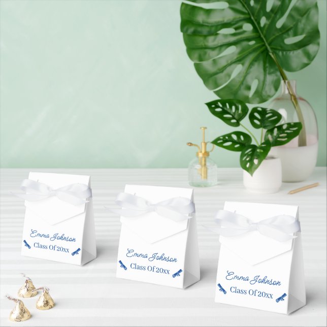 Simple Blue And White Customized Graduation Favor Box (Multiple)