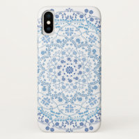 Simple Blue And White Elegant Floral Mandala