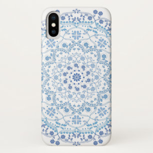 Simple Blue And White Elegant Floral Mandala Case-Mate iPhone Case