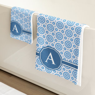 Simple Blue and White Modern Geometric Bath Towel Set