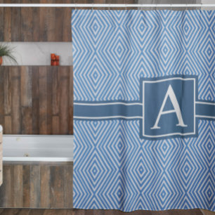 Simple Blue and White Modern Geometric Monogram