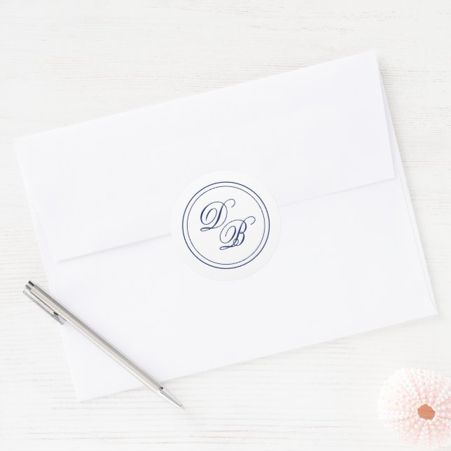 Simple Blue and white monogram envelope seal  (Envelope)