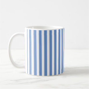 Simple Blue and White Vertical Striped Coffee Mug