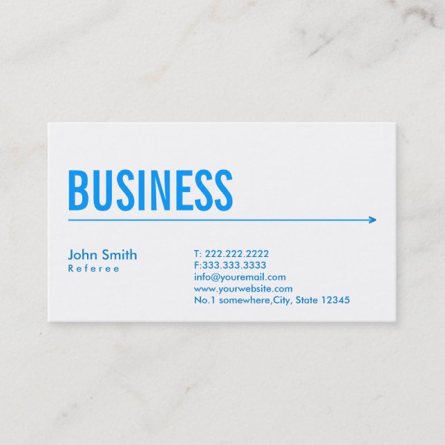 Simple Blue Arrow Referee Business Card (Front)