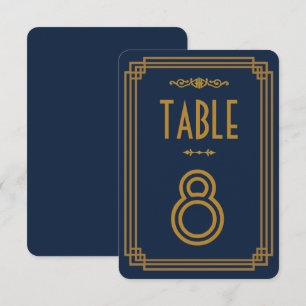 Simple Blue Art Deco Wedding Table Numbers