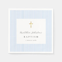 Simple Blue Baby Boy Baptism Paper Napkins