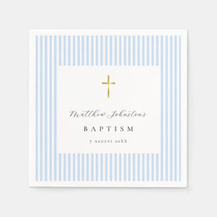 Simple Blue Baby Boy Baptism Paper Napkins