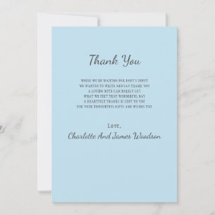 Simple Blue Baby Boy Shower Thank You Card