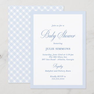 Simple Blue Baby Shower Classic Invitation