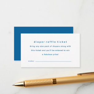 Simple blue baby shower diaper raffle ticket enclosure card